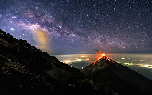 Scorpio New Moon 2020 Nasa image of Milky Way-Volcano, Guatemala Acatenango